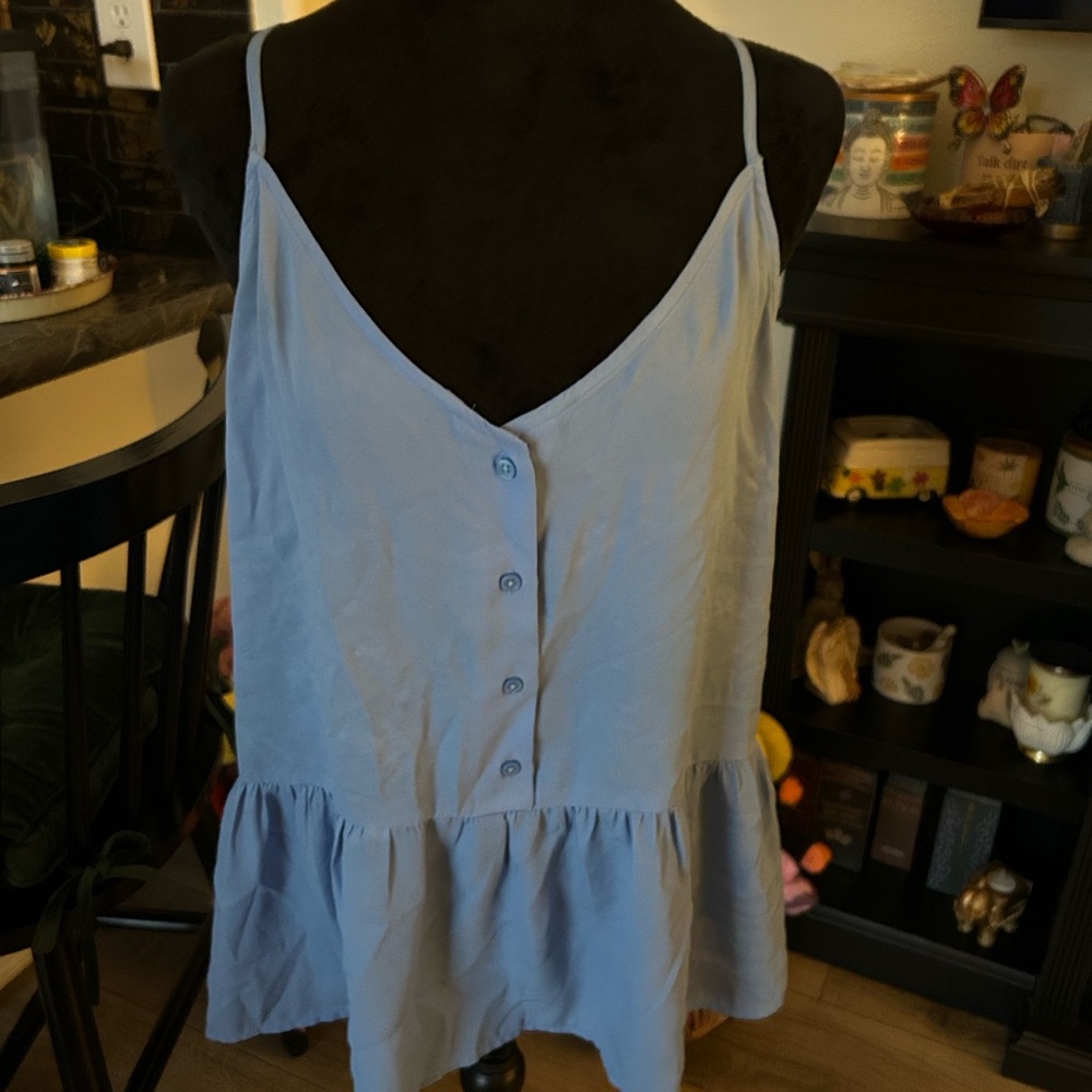LOFT Light Blue Button-Down Women's Top